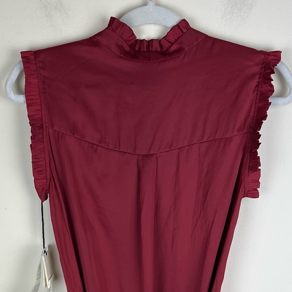 Zadig & Voltaire Feminine Lightweight Raos Satin Ruffle Midi Dress In Wine XS - Picture 11 of 16